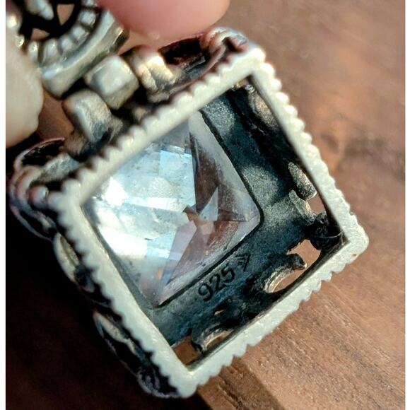 Vtg Designer Silpada "Uptown" CZ Sterling Silver Fleur de Lis Enhancer Pendant - Picture 3 of 8